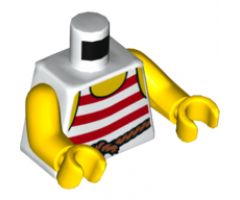 Torso Pirate Stripes Red with Rope Belt Pattern / Yellow Arms / Yellow Hands