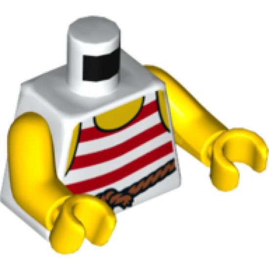 Torso Pirate Stripes Red with Rope Belt Pattern / Yellow Arms / Yellow Hands