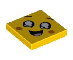 Tile 2 x 2 with Face, Smile Open Mouth, Black Eyes with White Pupils, Raised Eyebrows, Orange Cheeks Pattern