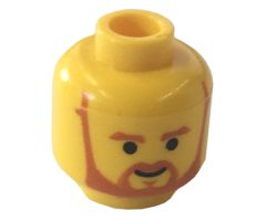 Minifigure, Head Beard with Brown Trim Beard (forked below mouth) and Eyebrows Pattern - Blocked Open Stud
