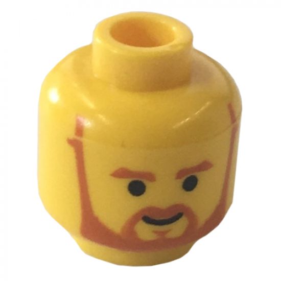 Minifigure, Head Beard with Brown Trim Beard (forked below mouth) and Eyebrows Pattern - Blocked Open Stud