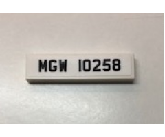 Tile 1 x 4 with Black 'MGW 10258' License Plate Pattern (Sticker) - Set 10258