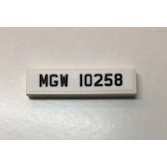 Tile 1 x 4 with Black 'MGW 10258' License Plate Pattern (Sticker) - Set 10258