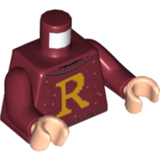 Torso Sweater with Letter 'R' Pattern / Dark Red Arms / Light Nougat Hands
