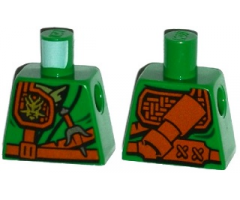 Torso Ninjago Robe with Belt, Knife, Scabbard and Gold Dragon Head Emblem Pattern