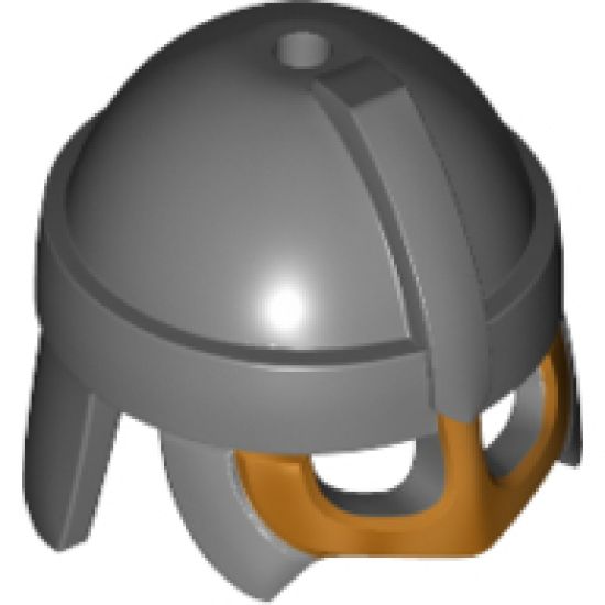 Minifigure, Headgear Helmet Neck Guard with Gold Nose and Cheek Guard Pattern
