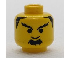 Minifigure, Head Beard Black Bushy Goatee and Eyebrows Pattern - Blocked Open Stud
