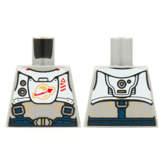 Torso Spacesuit with Gold Lines, Dark Blue Harness with Silver Buckles and White Panel with Classic Space Logo Pattern