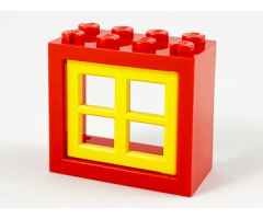 Window 2 x 4 x 3 Frame with Yellow Window 2 x 4 x 3 Pane (4132 / 4133)