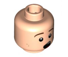 Minifigure, Head Reddish Brown Eyebrows, Dark Orange Freckles, Singing Pattern - Hollow Stud