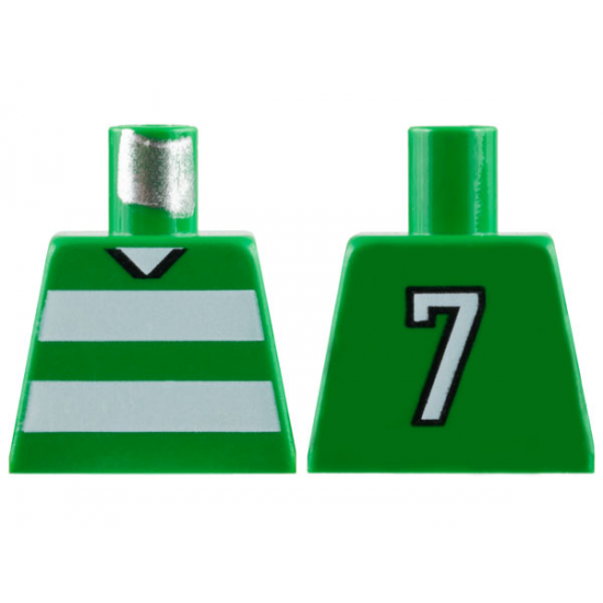 Torso Soccer Horizontal White Stripes and No. 7 Back Pattern