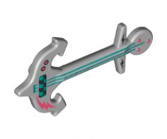 Minifigure, Utensil Guitar Anchor with Dark Turquoise Strings and Coral Lightning Bolt Pattern