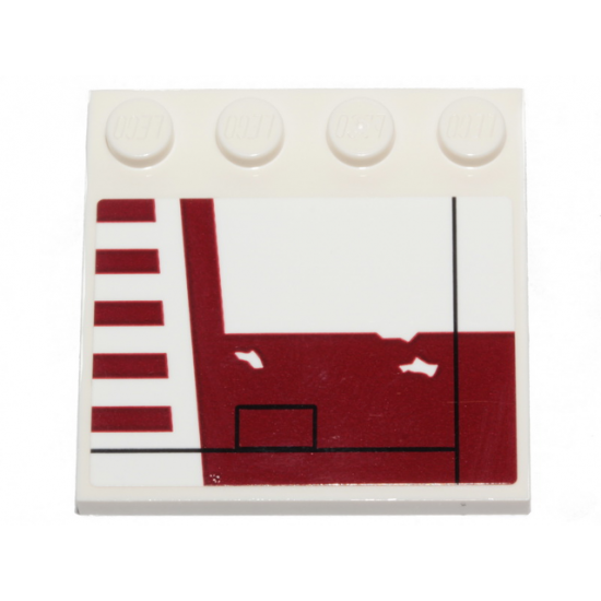 Tile, Modified 4 x 4 with Studs on Edge with Dark Red Stripes (X-wing Red Five Luke Skywalker Signs) Pattern Model Right Side (Sticker) - Set 75301