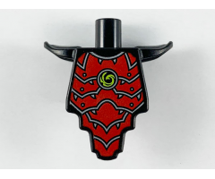 Torso, Modified Short with Smooth Armor Breastplate with Shoulder Pads and Red Armor Plates, Silver Edges and Lime Swirl Pattern