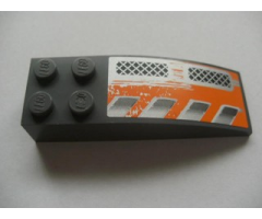 Slope, Curved 6 x 2 with Checkered Plates and Silver / Orange Pattern Model Left (Sticker) - Set 8137