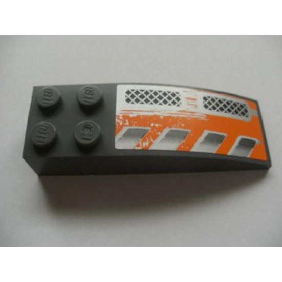 Slope, Curved 6 x 2 with Checkered Plates and Silver / Orange Pattern Model Left (Sticker) - Set 8137