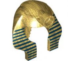 Minifigure, Headgear Headdress Mummy with Dark Blue Stripes on Metallic Gold Pattern