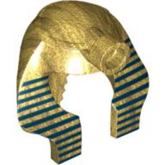 Minifigure, Headgear Headdress Mummy with Dark Blue Stripes on Metallic Gold Pattern
