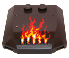 Wedge 4 x 4 x 2/3 Triple Curved with Red and Yellow Fire Flames and Gold Rivets Pattern Model Left (Sticker) - Set 70147