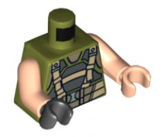 Torso Batman Body Armor with Suspenders Pattern / Light Nougat Arms / Light Nougat Hand Left / Black Hand Right