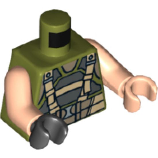 Torso Batman Body Armor with Suspenders Pattern / Light Nougat Arms / Light Nougat Hand Left / Black Hand Right