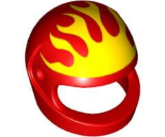 Minifigure, Headgear Helmet Motorcycle (Standard) with Flames Yellow Pattern