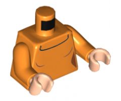 Torso Female Figure with Dark Orange Outlines and Black Collar Outline Pattern (Velma) / Orange Arms / Light Nougat Hands