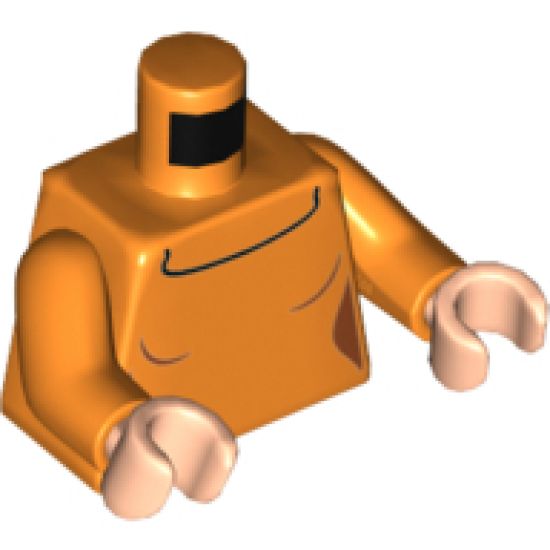 Torso Female Figure with Dark Orange Outlines and Black Collar Outline Pattern (Velma) / Orange Arms / Light Nougat Hands