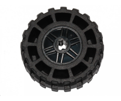 Wheel & Tire Assembly 18mm D. x 14mm with Axle Hole, Fake Bolts and Shallow Spokes with Black Tire 37 x 14 (55982 / 35578)