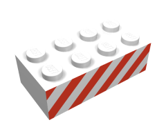 Brick 2 x 4 with Angled Red Danger Stripes Pattern