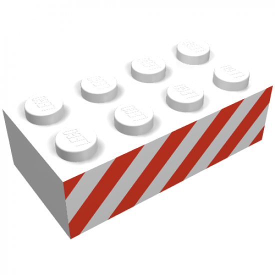Brick 2 x 4 with Angled Red Danger Stripes Pattern