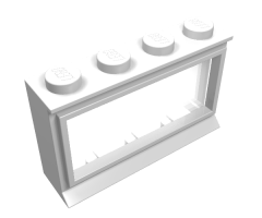 Window 1 x 4 x 2 with Extended Lip and Solid Studs, with Fixed Glass