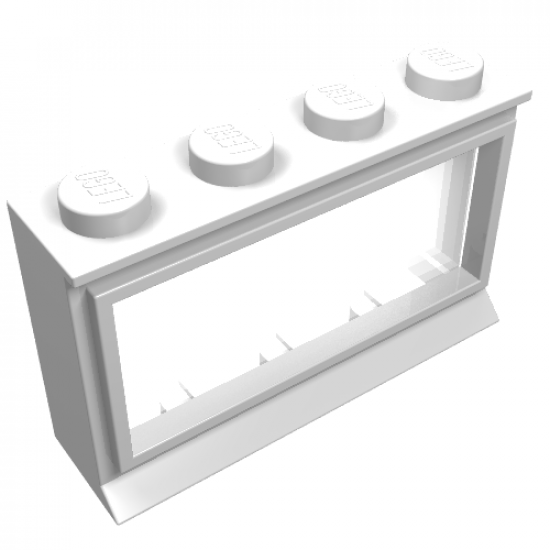 Window 1 x 4 x 2 with Extended Lip and Solid Studs, with Fixed Glass