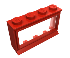 Window 1 x 4 x 2 with Extended Lip and Solid Studs, with Fixed Glass