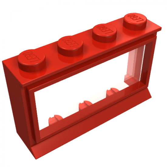 Window 1 x 4 x 2 with Extended Lip and Solid Studs, with Fixed Glass