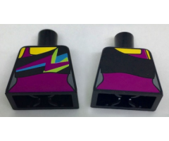 Torso Bare Shoulder Top with Spiky Colors over Magenta Leotard Pattern