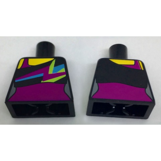 Torso Bare Shoulder Top with Spiky Colors over Magenta Leotard Pattern