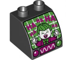 Duplo, Brick 2 x 2 x 1 1/2 with Curved Top with Oscilloscope, Controls and Screen with The Joker Laughing Pattern