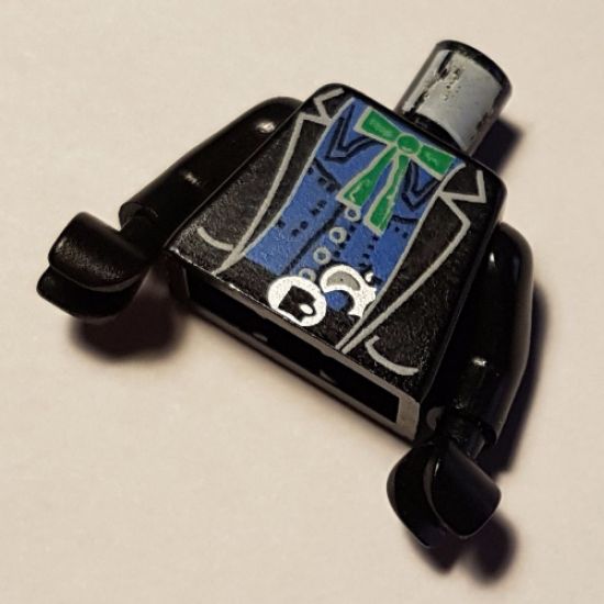 Torso Western Bandit Blue Undershirt, Green Bow, Gun in Belt Pattern / Black Arms / Black Hands