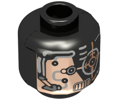 Minifigure, Head Alien with Copper Skin and Silver Eyepiece Pattern - Blocked Open Stud