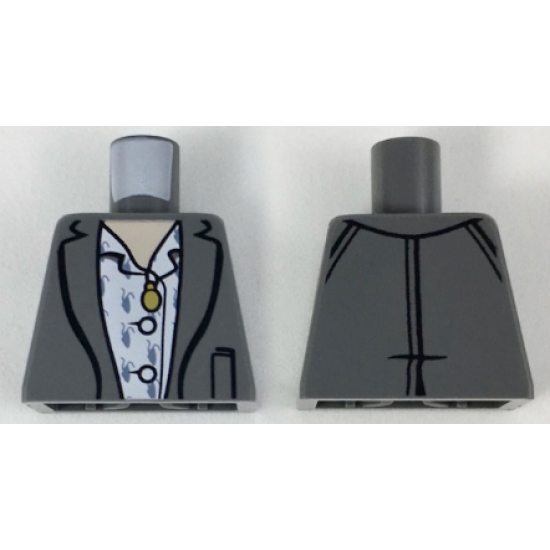Torso Jacket with White Shirt and Metallic Gold Pendant Pattern