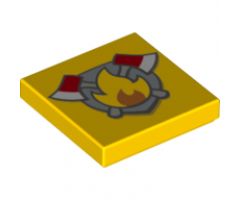 Tile 2 x 2 with Fire Badge and Axes Pattern