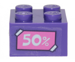 Brick 2 x 2 with '50%' on Dark Pink Label Pattern (Sticker) - Set 41409