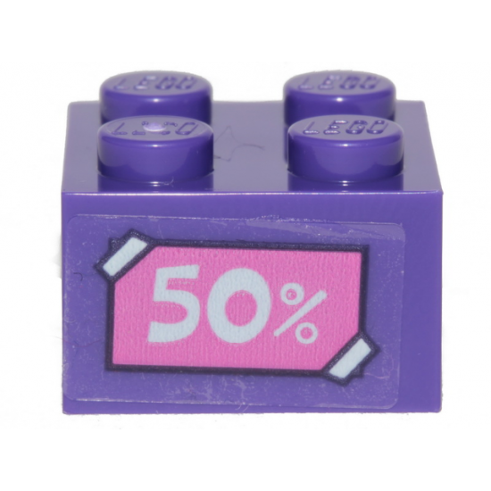 Brick 2 x 2 with '50%' on Dark Pink Label Pattern (Sticker) - Set 41409