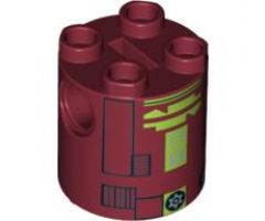 Brick, Round 2 x 2 x 2 Robot Body with Black Rectangle Outlines and Lime Pattern (R7-A7)