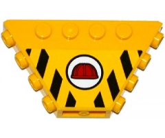 Vehicle Tipper End Flat without Pins with Red Construction Helmet in White Circle and Black and Yellow Danger Stripes Pattern (Sticker) - Set 60075