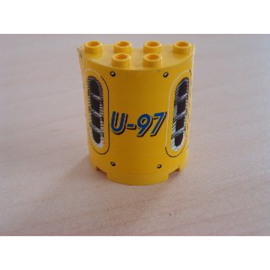 Cylinder Half 2 x 4 x 4 with 'U-97' & Vent Holes Pattern (Sticker) - Set 8250