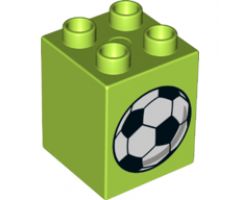 Duplo, Brick 2 x 2 x 2 with Football and Deflated Football on Reverse Pattern (Soccer Ball)