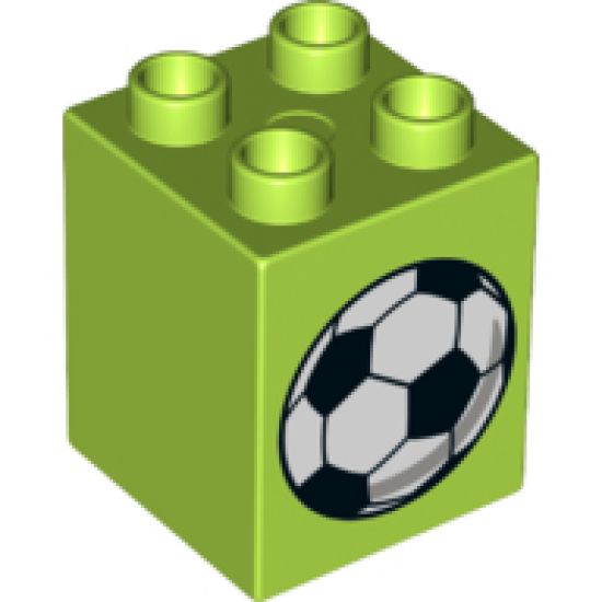 Duplo, Brick 2 x 2 x 2 with Football and Deflated Football on Reverse Pattern (Soccer Ball)