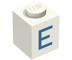 Brick 1 x 1 with Blue 'E' Pattern